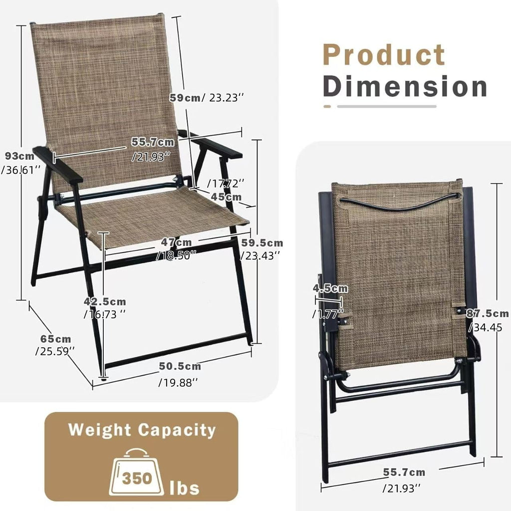 Folding Patio Chairs Set of 2 Stackable Outdoor Chairs with Armrests Backrest Portable Folding Chair Garden Camping