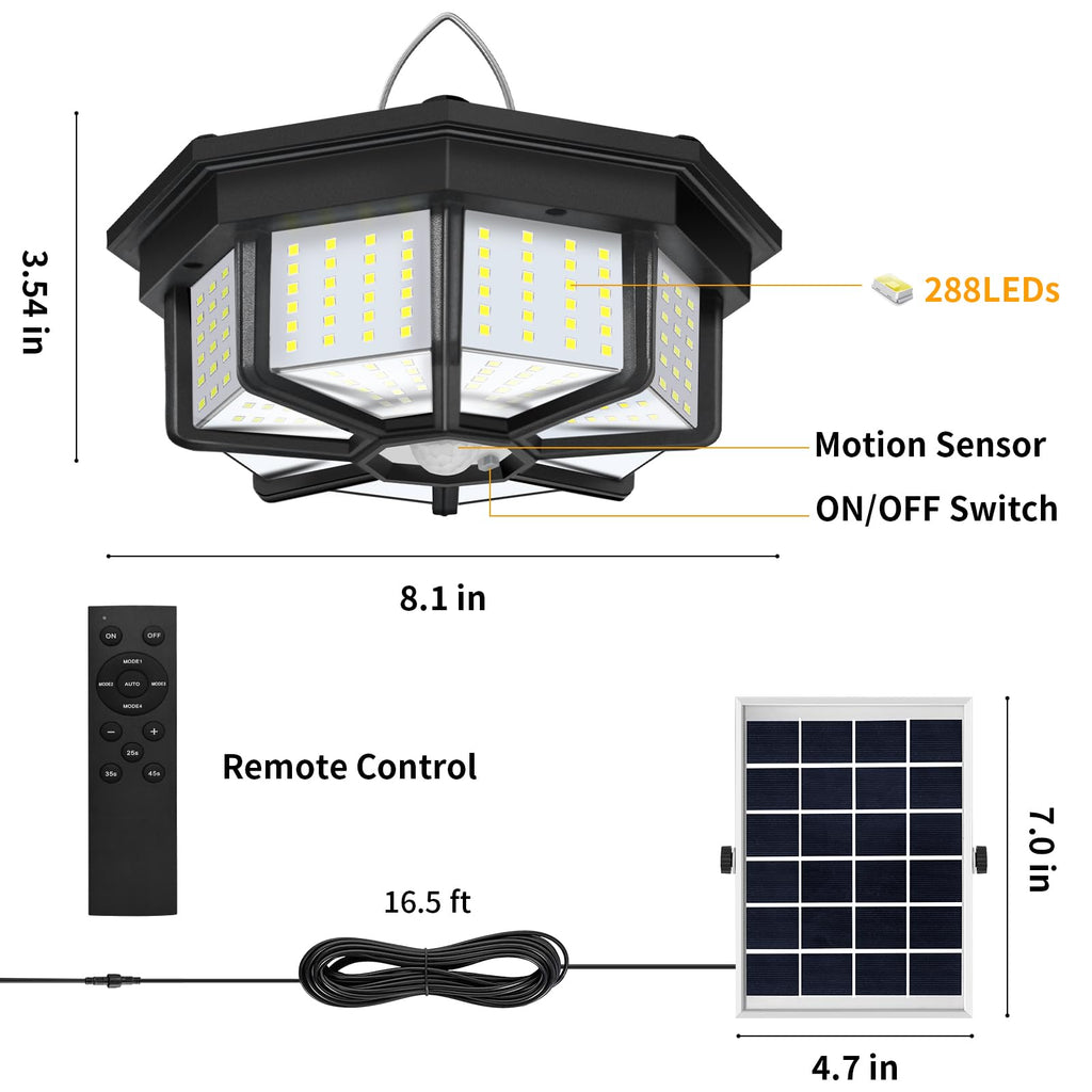 Solar Shed Lights Indoor Outdoor, Solar Powered Motion Sensor Pendant Light Daytime Available, Solar Indoor