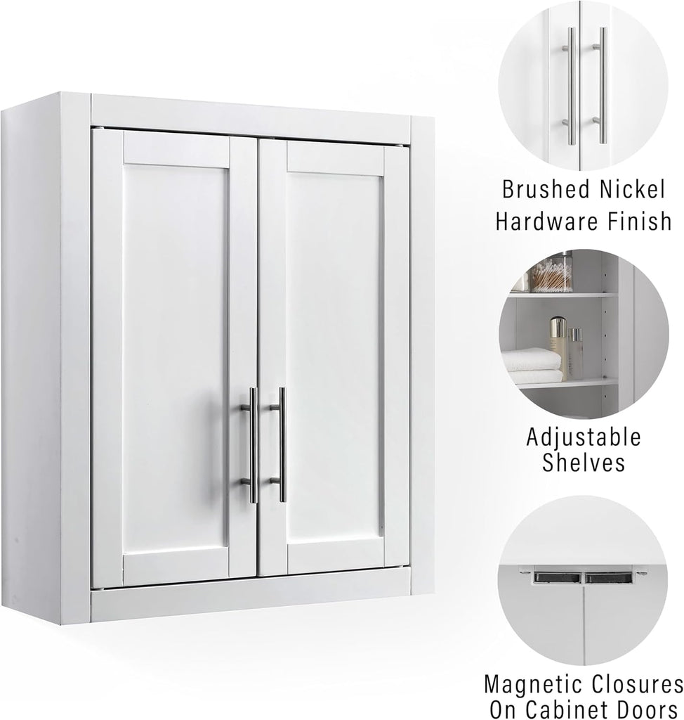Savannah Wall Mounted Bathroom Storage Medicine Cabinet with Shelves, White