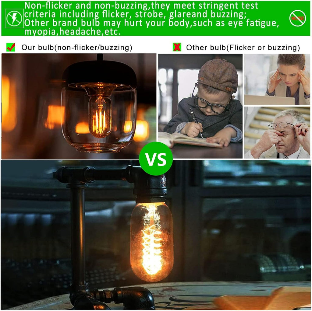 4 Pack T45/T14 LED Light Bulbs, 4W 2700k 550Lm Vintage Edison Bulbs 40 Watt Equivalent, Amber Tube Bulbs Warm