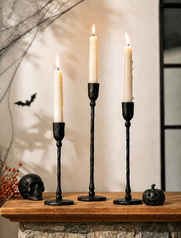 Cast Iron Candlestick Holders: Black Candle Stick Holder Set of 3