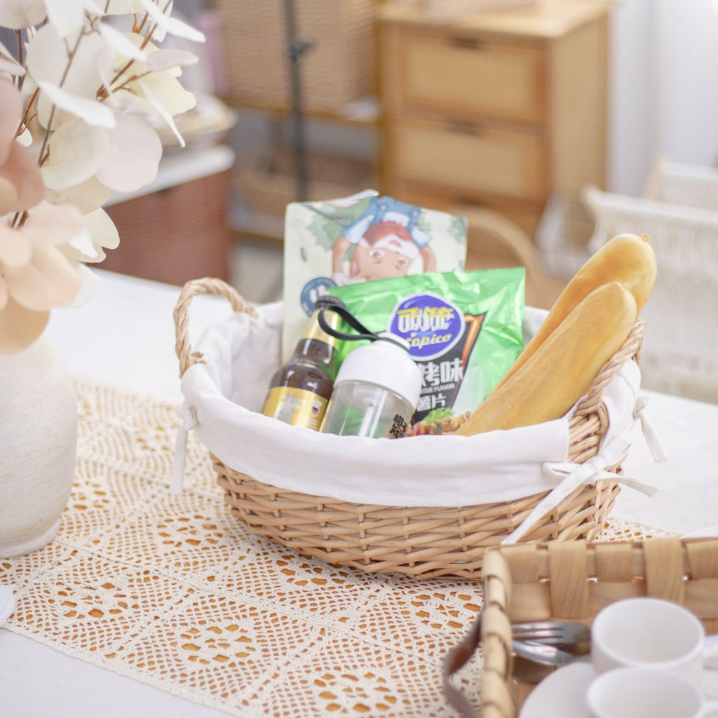 Wicker Empty Gift Basket to Fill, Wicker Storage Basket with Liner for Organizing Shelves Holiday Present Basket with