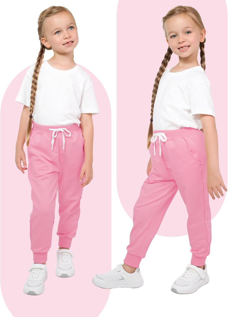 4 Pack Girls' and Toddler Sweatpants Kids Active Jogger Pants