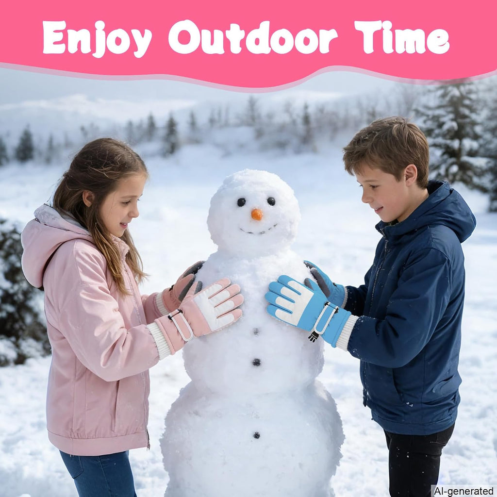 Kids Waterproof Ski Winter Gloves Cold Weather Warm Fleece Snowboard Snow Mittens Gifts for Boys Girls Windproof