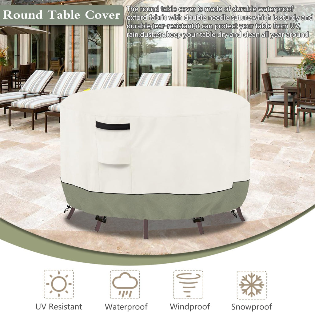 Round Outdoor Table Cover Waterproof, 62" Dia x 28" H