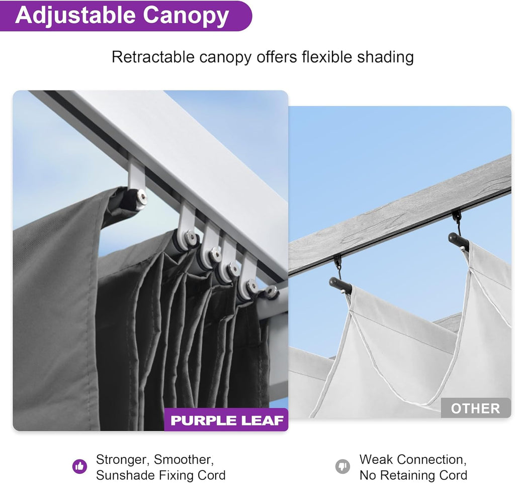10' x 13' Outdoor Retractable Pergola Heavy-Duty Aluminum White Pergola with Sun Shade Canopy Patio Modern Shelter for