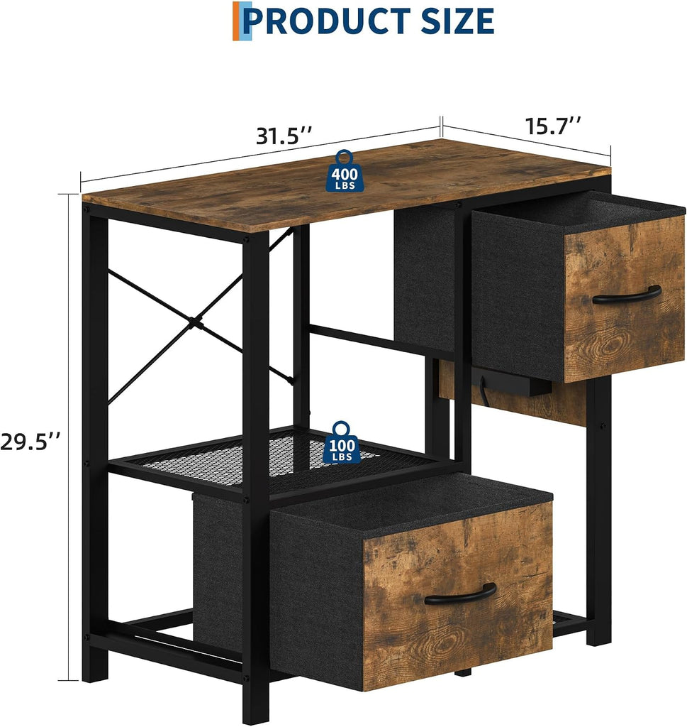 20-29 Gallon Fish Tank Stand, Aquarium Stand Shelf with 2 Drawers and Power Outlet, Heavy Duty Metal Frame, for Fish