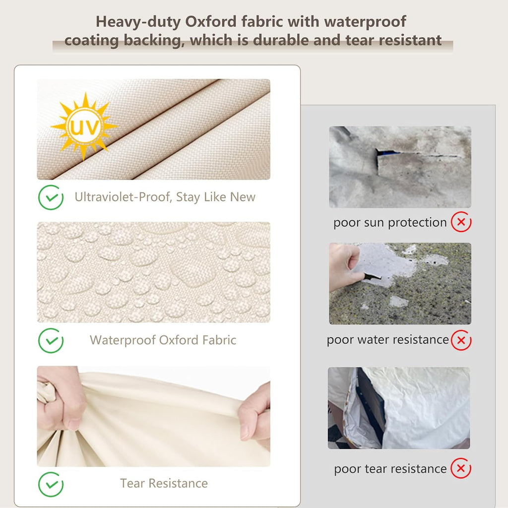 Round Outdoor Table Cover Waterproof, 54" Dia x 28" H | Heavy Duty Patio Furniture Covers, Durable Fabric Shields