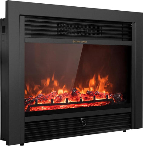 28.5" Electric Fireplace Insert, Wall Recessed/Mounted, Freestanding Fireplace with Remote Control