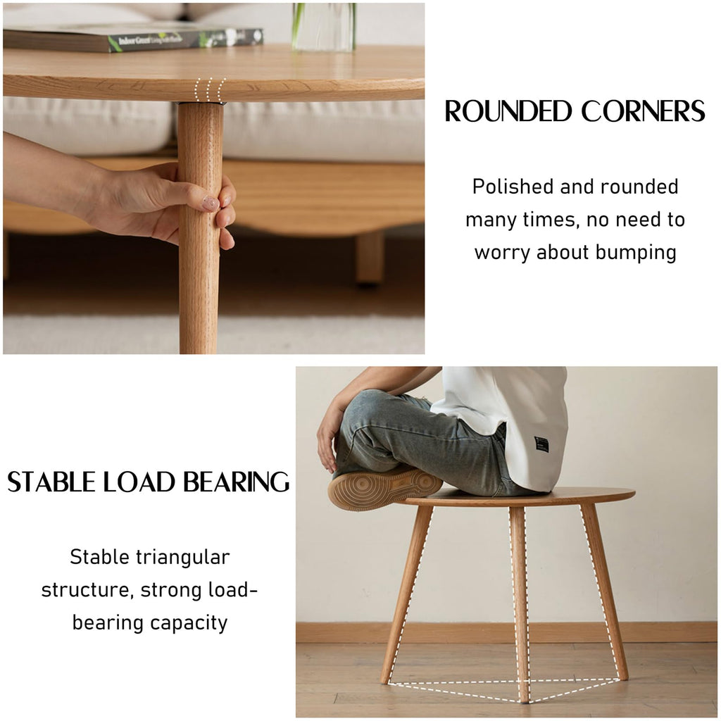 Small Oval Coffee Table, Mid Century Modern Coffee Table, 100% Solid Oak Wood Side Table End Tables (Original Wood