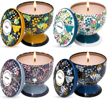 Home Aromatherapy Candle Set, Women's Aromatherapy Candle Birthday Gift Set, 4 Pack 4 oz 120 Hour Long Lasting Soy - Set of 4