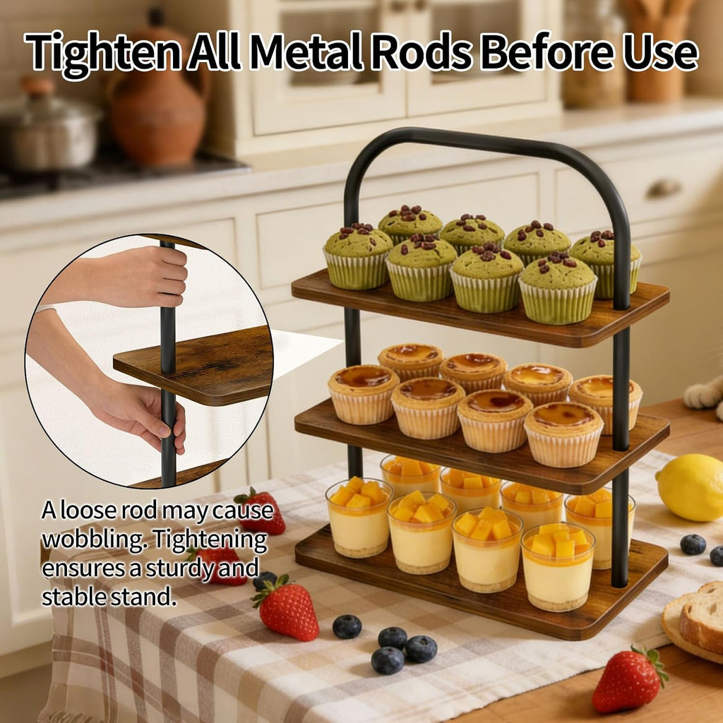 Cupcake Stand, 3 Tier Wood Cupcake Stand for 50 Cupcakes Large Dessert Stand Cupcake Display Stand Cupcake Tower