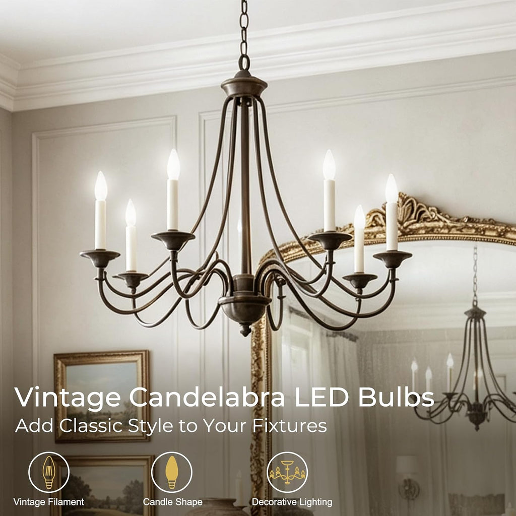 E12 Candelabra Bulb 60 Watt, Natural White 4000K, 550LM