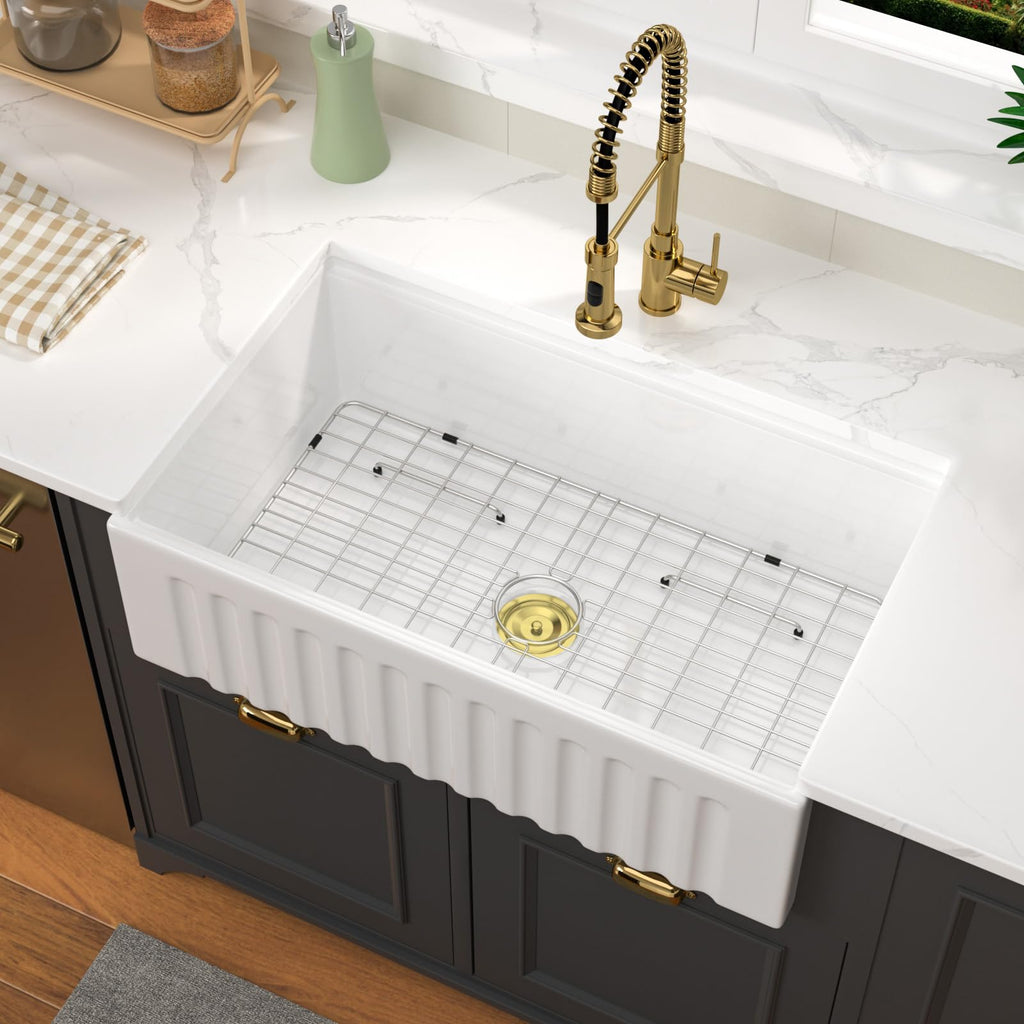 White Farmhouse Sink Workstation 33x20x10 Inch