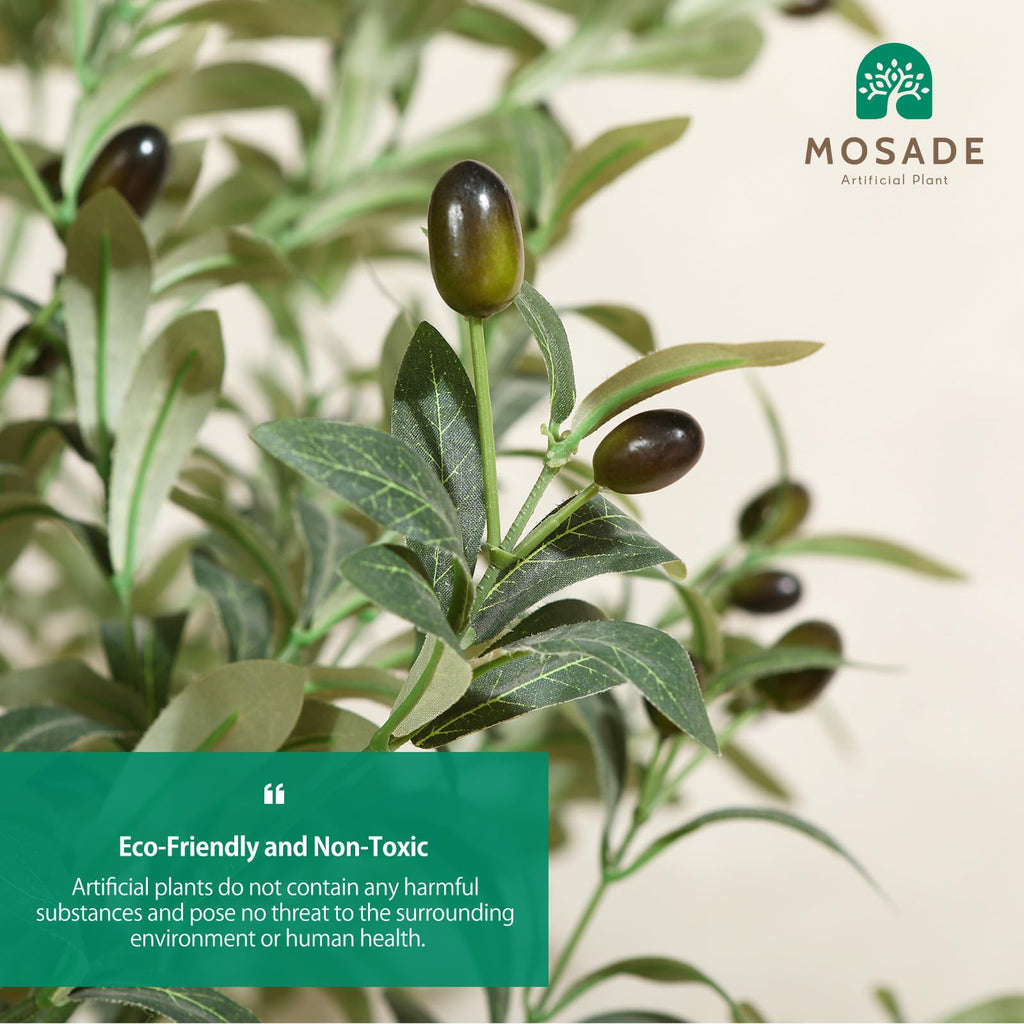 Artificial Olive Tree 6FT - Tall Faux Tree with Realistic Silk Leaves, Handmade Seagrass Basket, Low-Maintenance