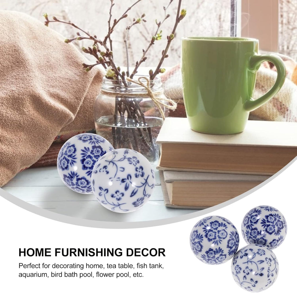 Porcelain Balls Ceramic Balls Decorative Orbs Decorative for Centerpiece Small Spheres Floating for Bowl Vase - Set of 3