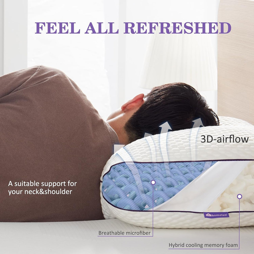 Cooling Adjustable Shredded Memory Foam Pillow, King 20x34, 1 Pack | Adjust the loft for side, back or stomach
