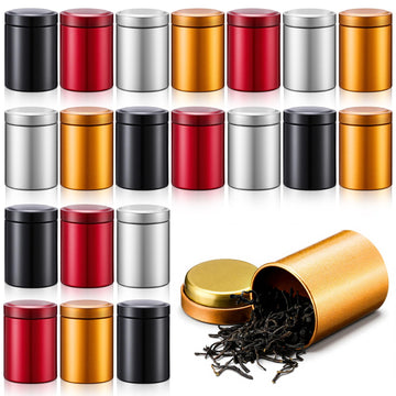 20 Pcs Mini Tea Tin Canister, Dark Red, Black, Silver, Gold