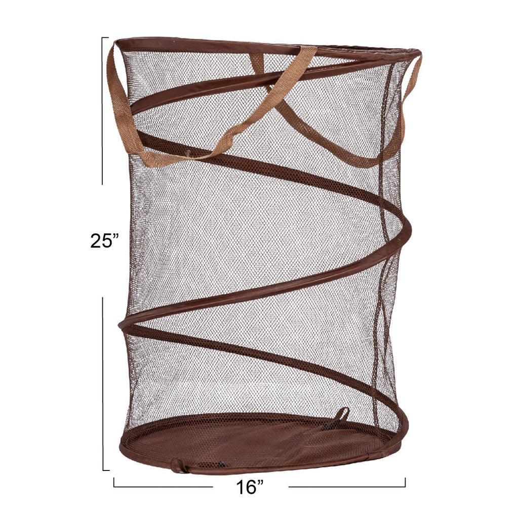 Pop-Up Mesh Laundry Hamper, Brown