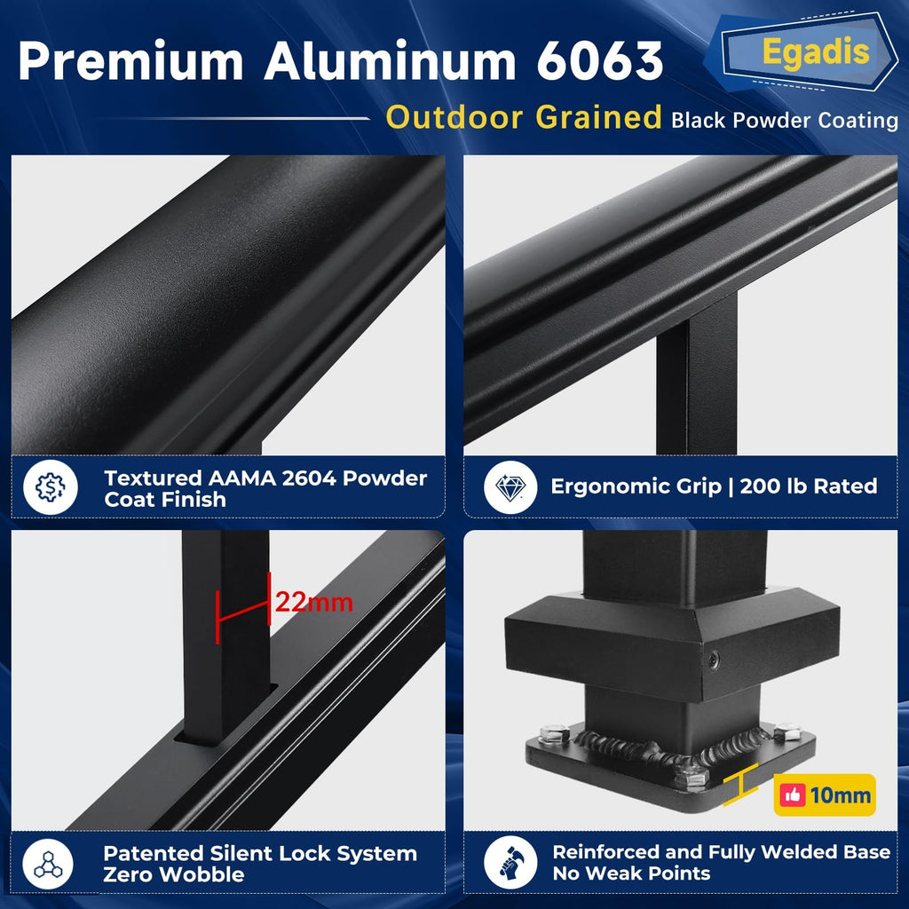 42 in x 6 ft Aluminum Porch and Deck Railing Kit with 2 Post