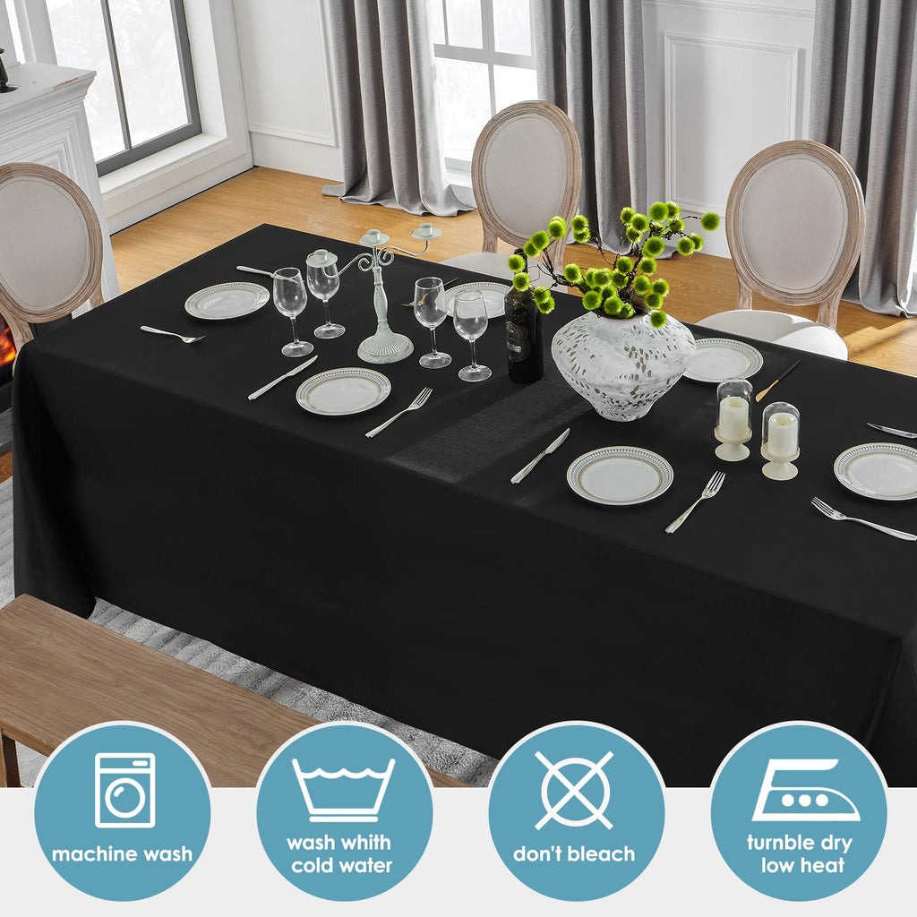 Classic Series 2 Pack 90 * 132inch Black Rectangle Tablecloth