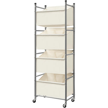 180L 4-Tier Vertical Laundry Hamper, Rolling Laundry Sorter with Wheels