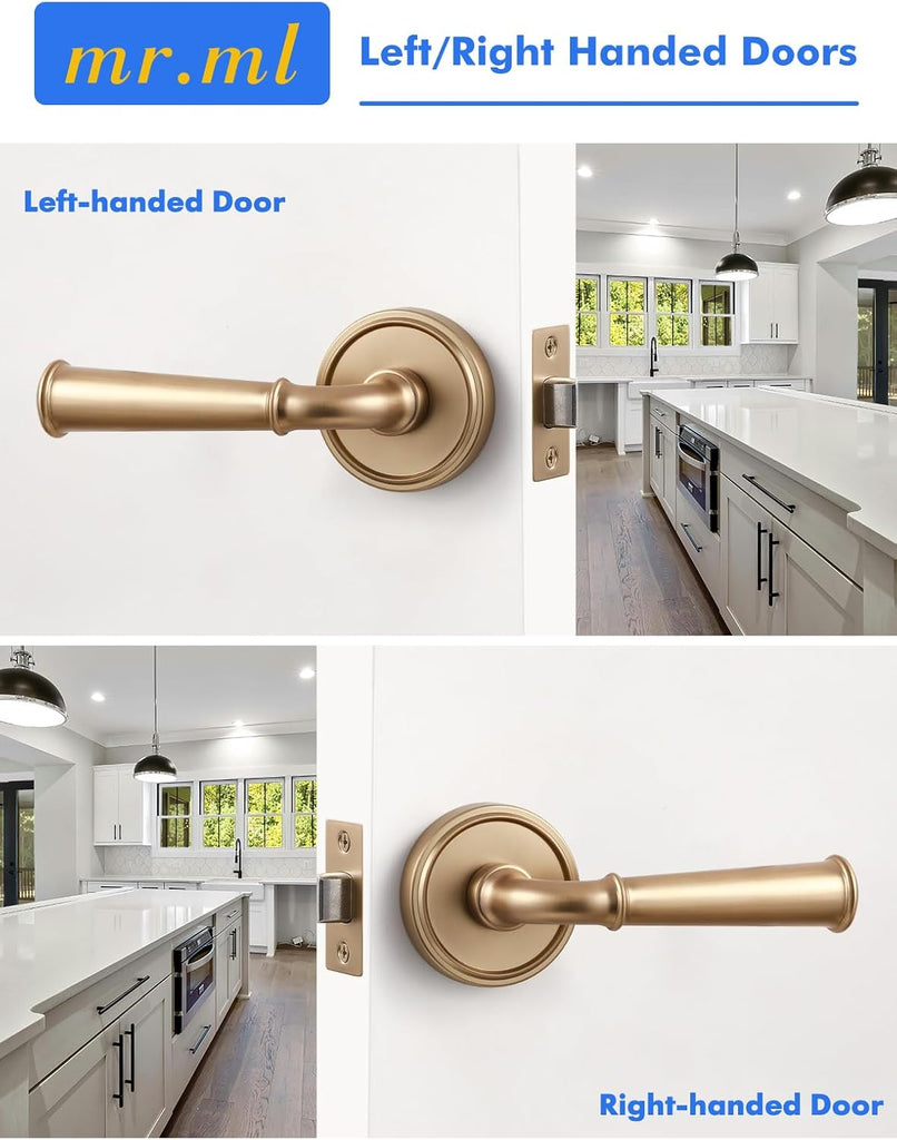 Champagne Bronze Passage Door Handle, Interior Kitchen Pantry Hallway Door Lever Hall Closet Door Handle