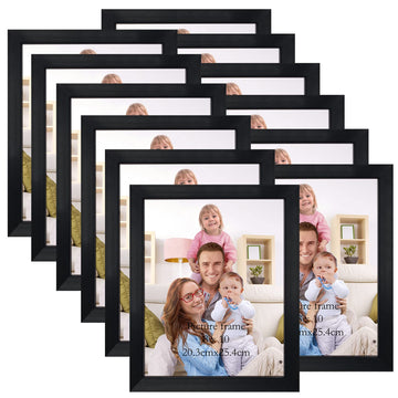 Black 8x10 Picture Frame Bulk, Multi 8 x 10 Photo Frames Set for Wall Hanging or Tabletop, 12 Pack