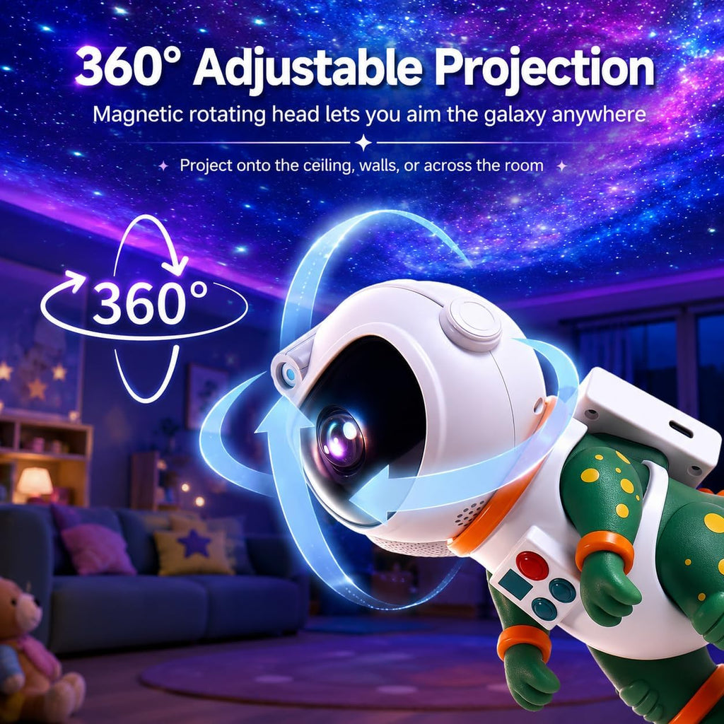 Galaxy Star Projection Night Light, Dinosaur Astronaut Space Projector with Timer, Remote Control, 8 Lighting Modes