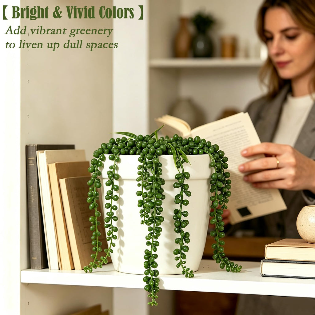 8Pcs Artificial Short Hanging Succulents Plants with Leaves 13.7in