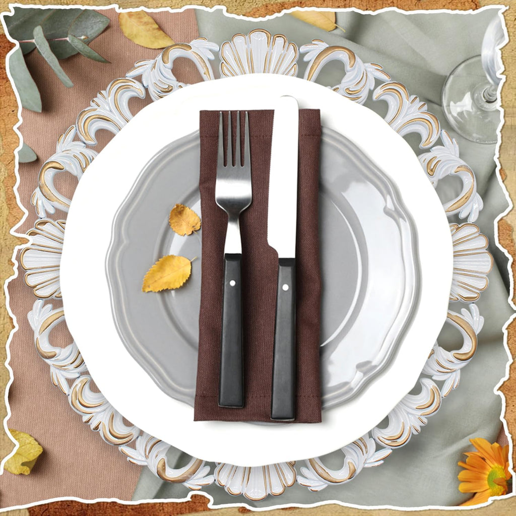 13 Inch Charger Plates Set of 12 - Elegant Reusable Dinner Charger Plates for Weddings, Parties, & Holiday Table
