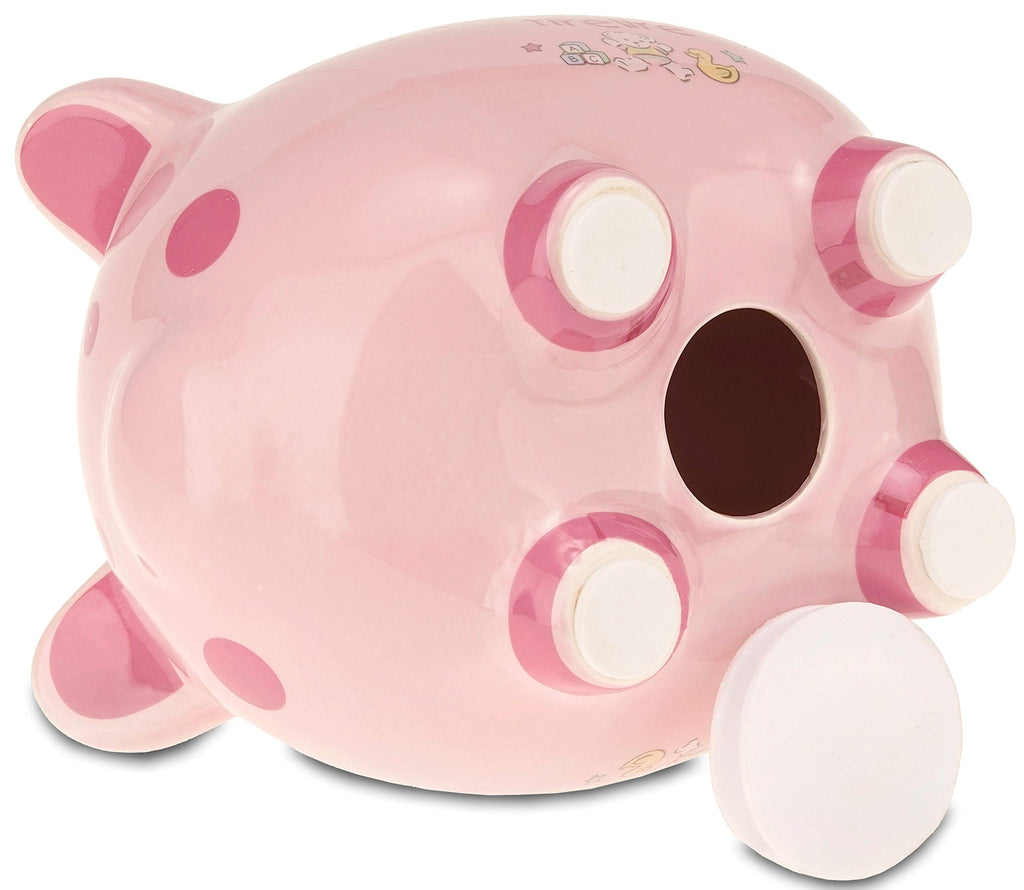 My First Piggy Bank Gift Set for Baby Boy - 4 Pcs Keepsake Gift Set Includes Piggy Bank, First Curl, First Tooth and