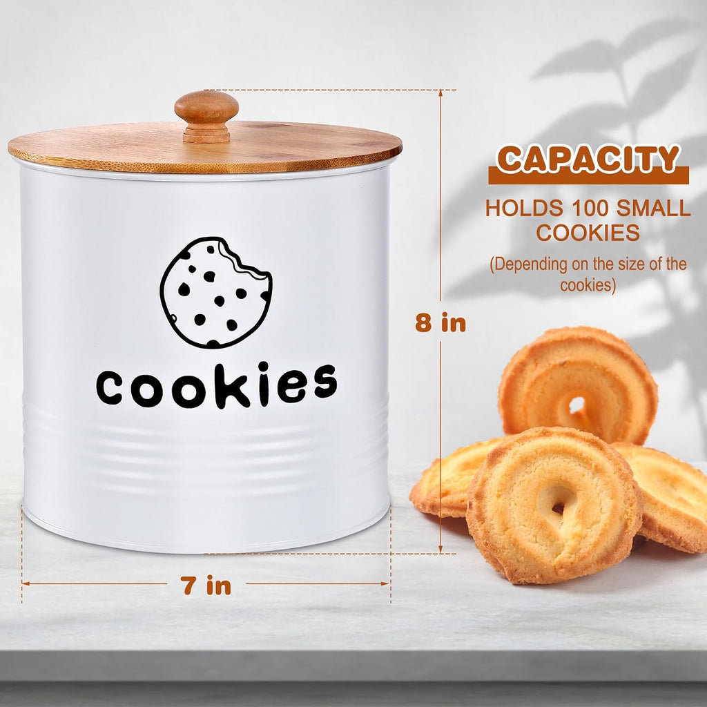 White Cookie Jars with Lids Airtight, 1.5 Gallons Cookie Tins, Large Cookie Jar Counter Decorative for Farmhouse