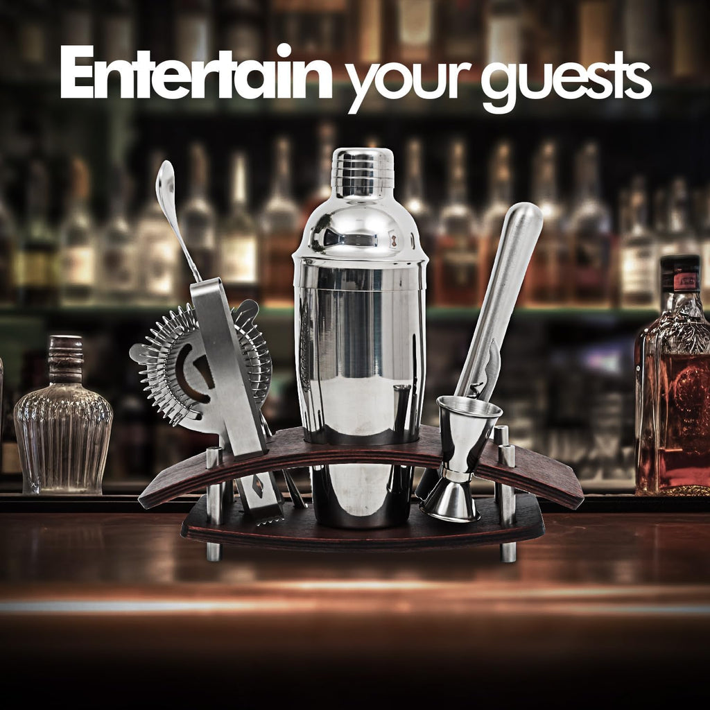 Mixology Bartender Kit Cocktail Shaker Set: 9-Piece, Bar Tools with Rotating Stand, Bar Set with All Essential - Set of 9