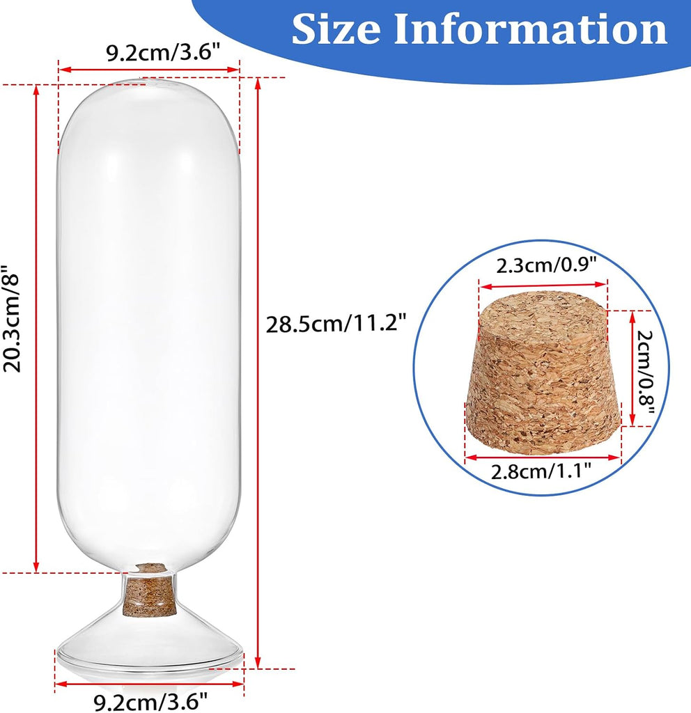 8 Inch Glass Match Cloche Decorative Glass Match Holder Jar with Cork