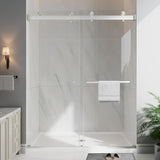Frameless Double Sliding Shower Doors, 55-60" W x 76" H Shower Glass Door