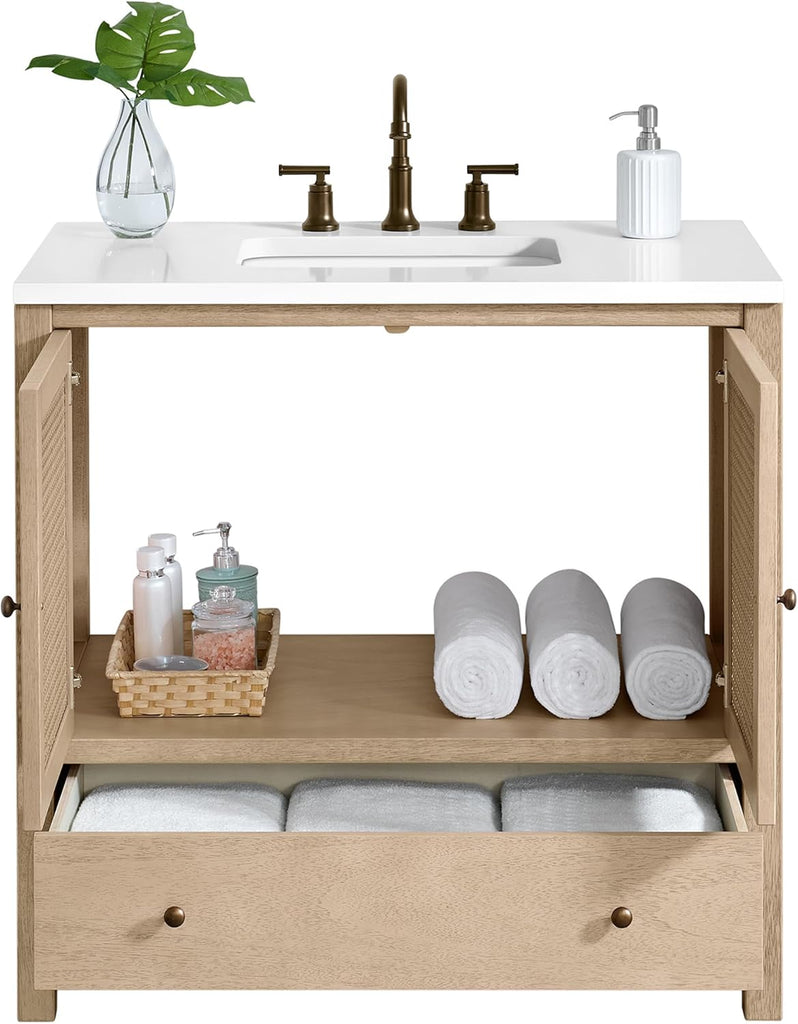 Alaterre Furniture Lucca Bathroom Vanity - Freestanding Cabinet Without Sink