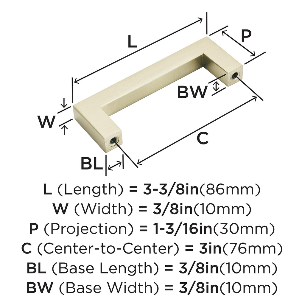 10 Pack 3" Monument Golden Champagne Drawer Pull