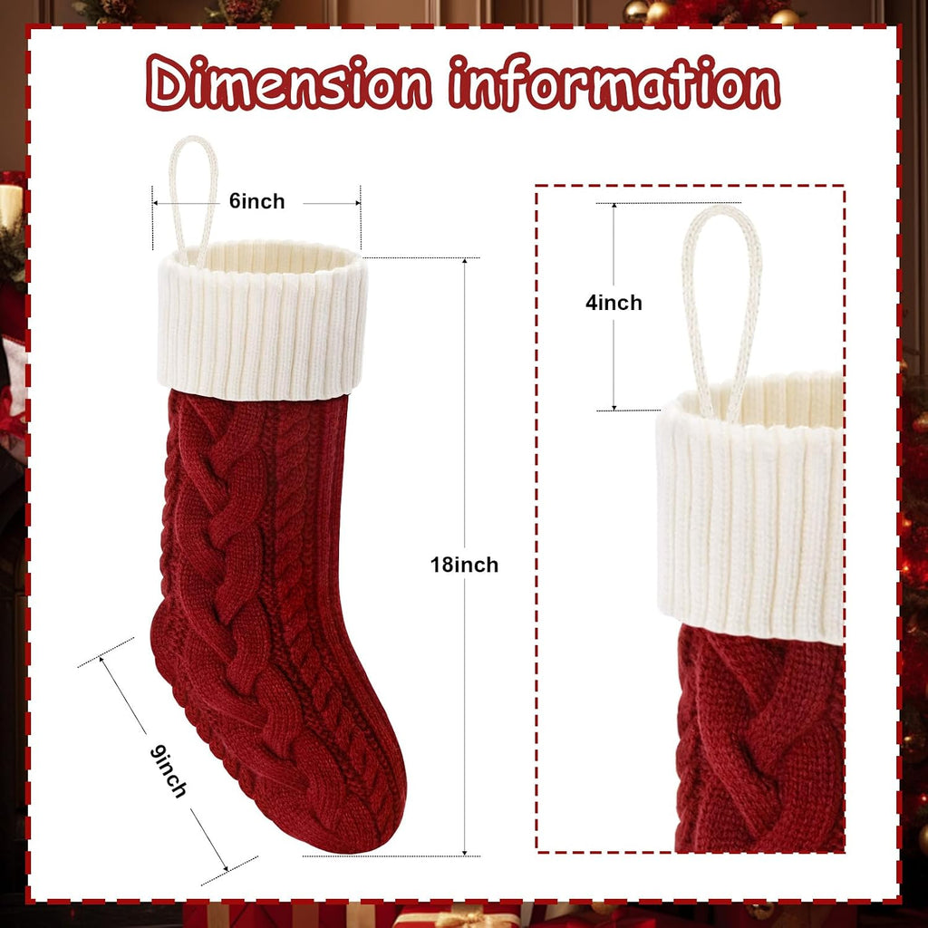 S 18" Knitted Stocking Christmas Decorations - Set of 4