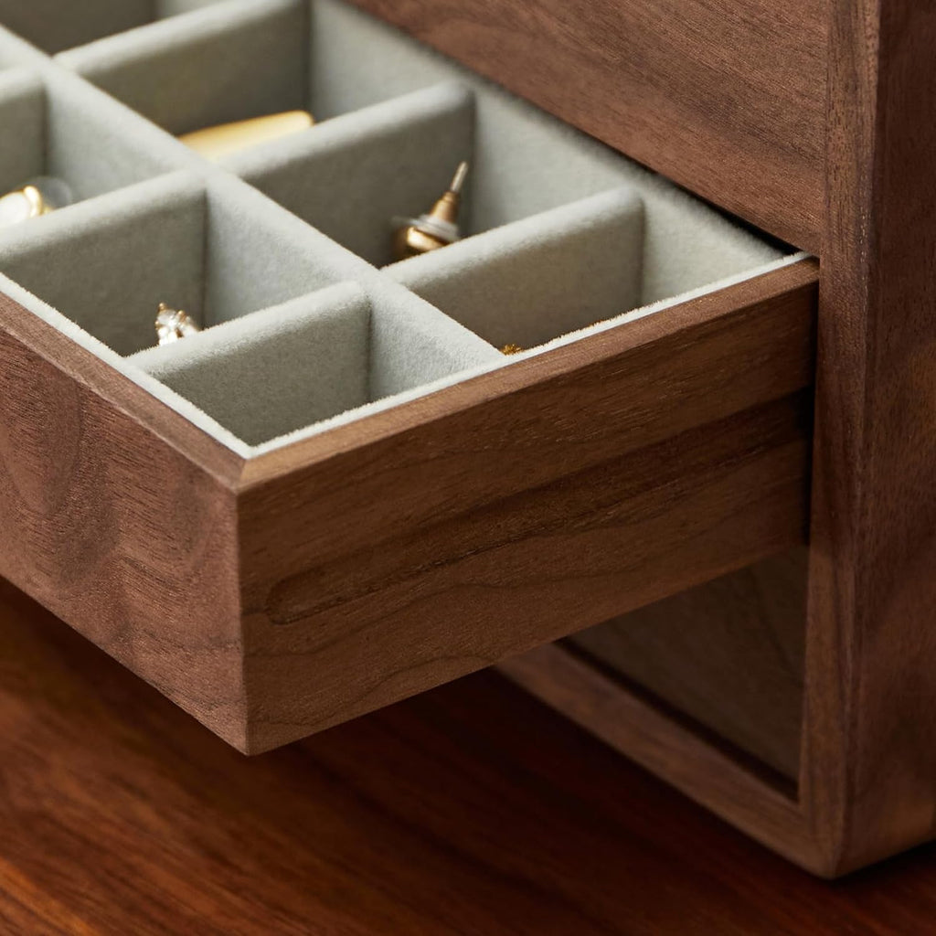 Wooden Jewelry Box, Large, Black Walnut Wood