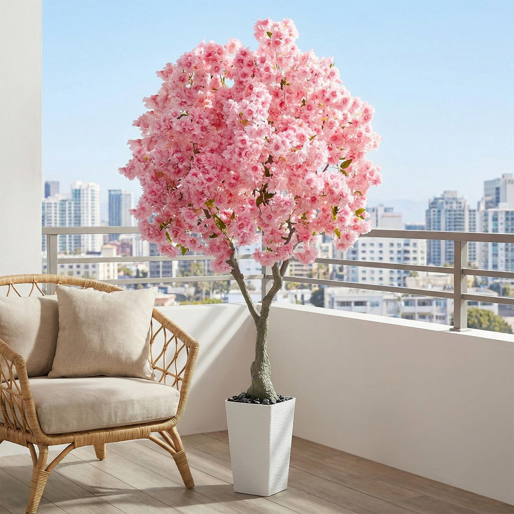Artificial Cherry Blossom Tree 6FT, Faux Cherry Blossom Tree with Planter