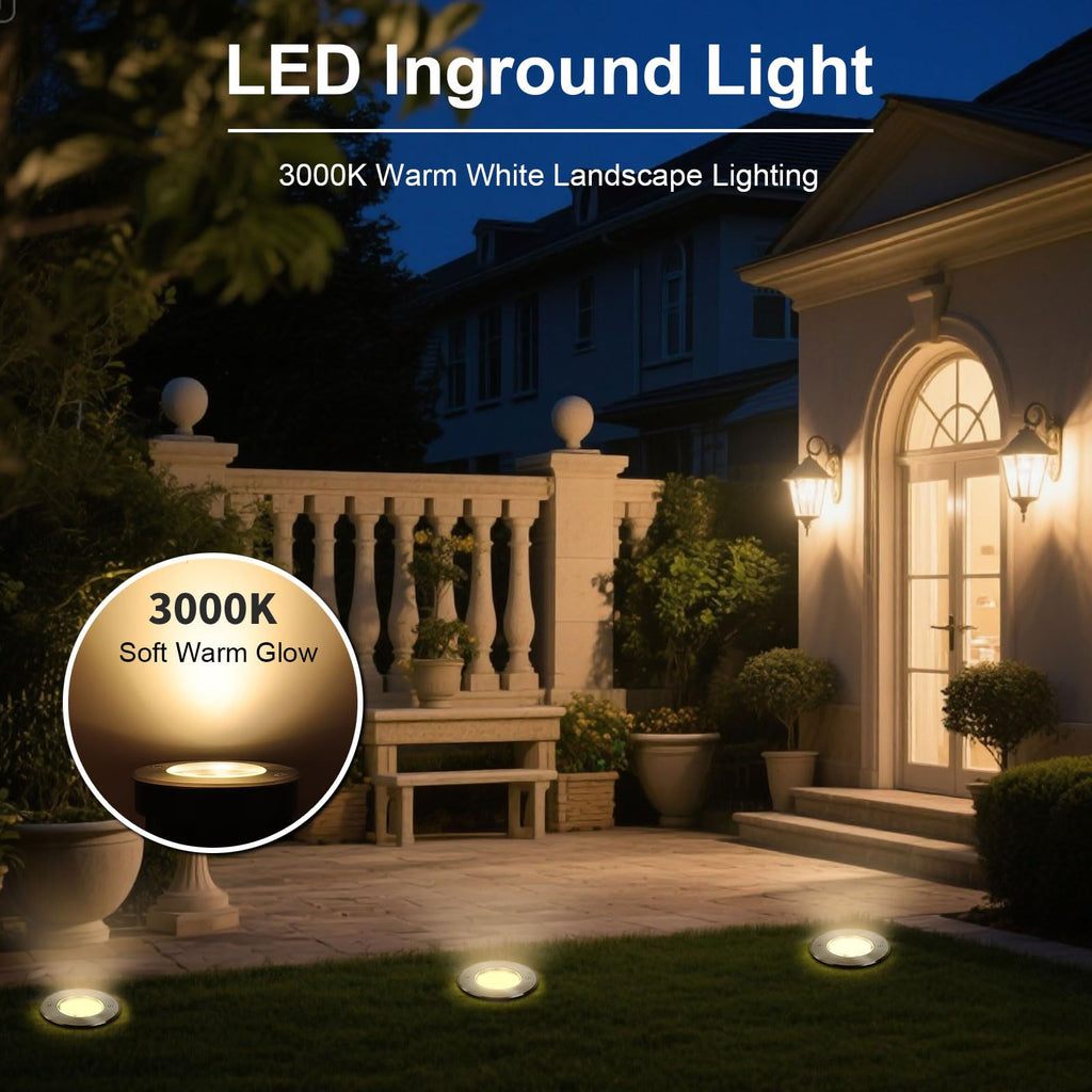 6 Inch Landscape Lights, 120V Hardwired In-Ground Uplights, 4 Pack