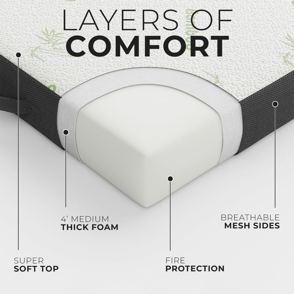 Trifold Foldable Mattress for Floor and Traveling with Removable Cover - Lightweight and Portable Foldable Mattress