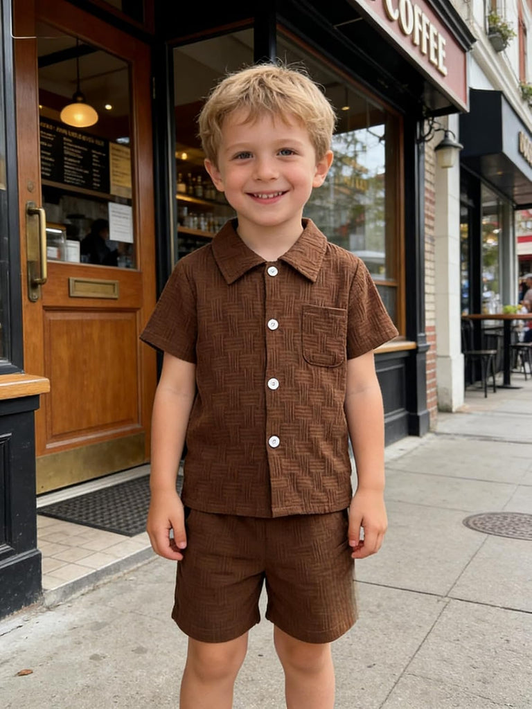 Years Toddler Boys Clothes 2 Piece Summer Outfit Short Sleeve Button Down Shirt Top and Shorts Set