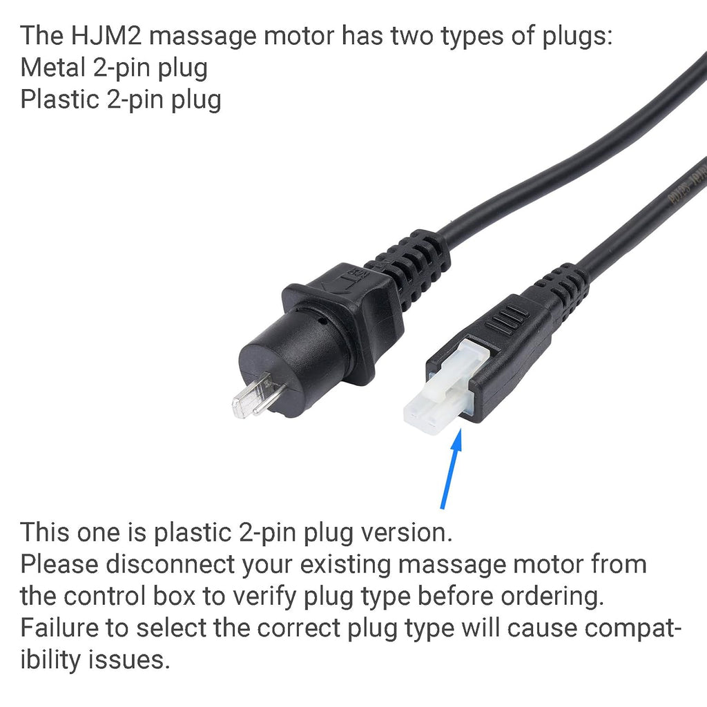 Plastic 2 Pin Plug HJM2 Massage Motor for Adjustable Bed Bases Vibration Motor Works for Head and Foot