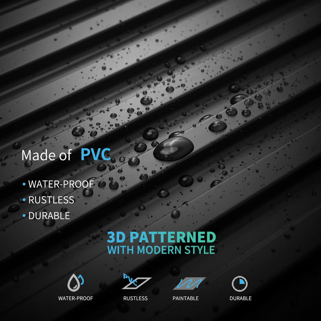 24-Pack Slat Design 3D Wall Panels, 2x4 FT, Black