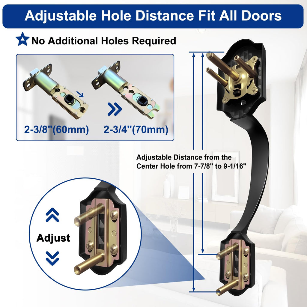 Front Door Handle No Lock, Oil-Rubbed Bronze Entry Door Lock Set with Reversible Handle, Exterior Door Lock Set