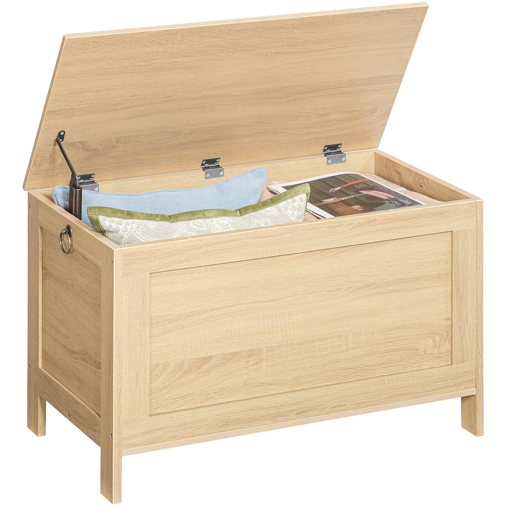 Toy Box, Retro Wooden Look Storage Chest with Safety Hinge, Entryway Storage Bench Supports 330 lb, 29.9 x 15.7 x