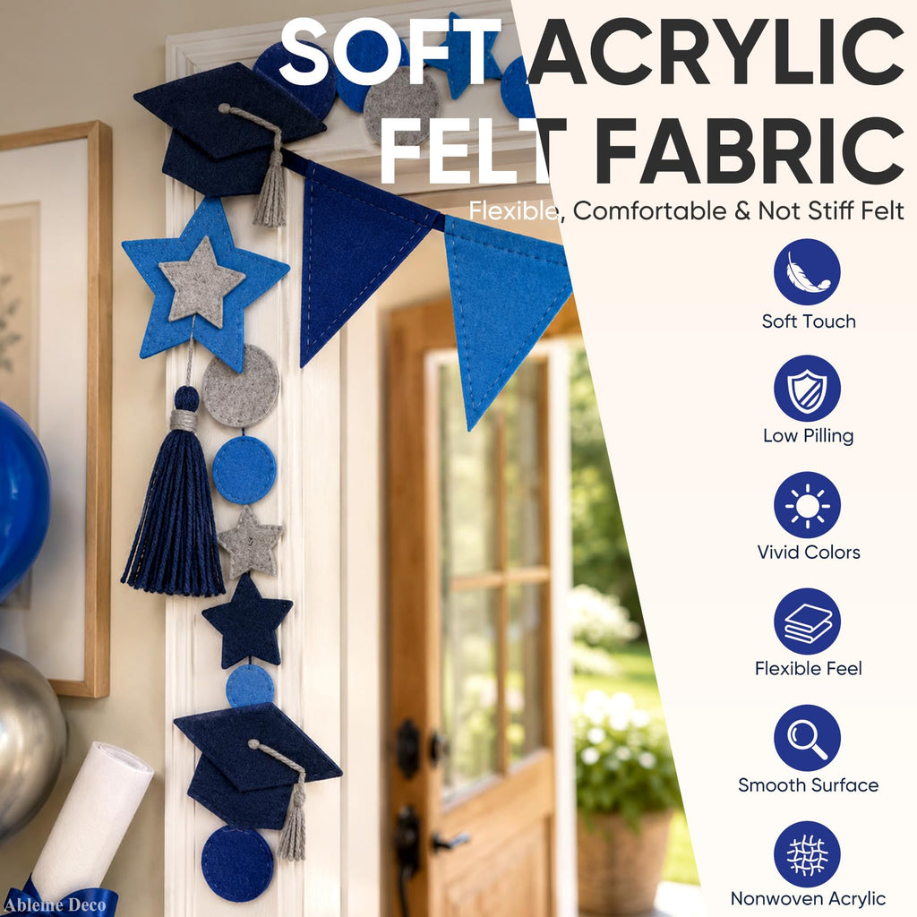 Large Felt Fabric Sheet 120" x 36", Soft Acrylic Material, Royal Blue
