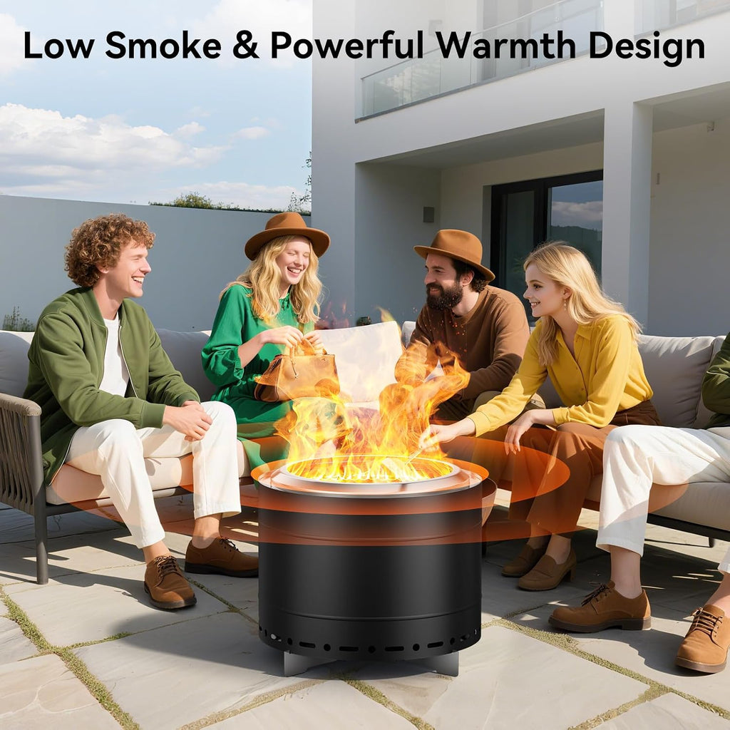 19.5 inch Smokeless Fire Pit with Carry Bag, Stainless Steel Outdoor Smokeless Firepit